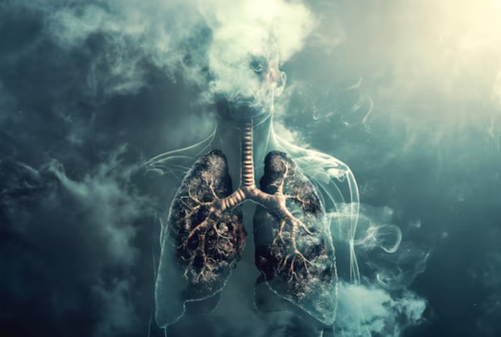 Damaged humna lungs by pollution & smoke