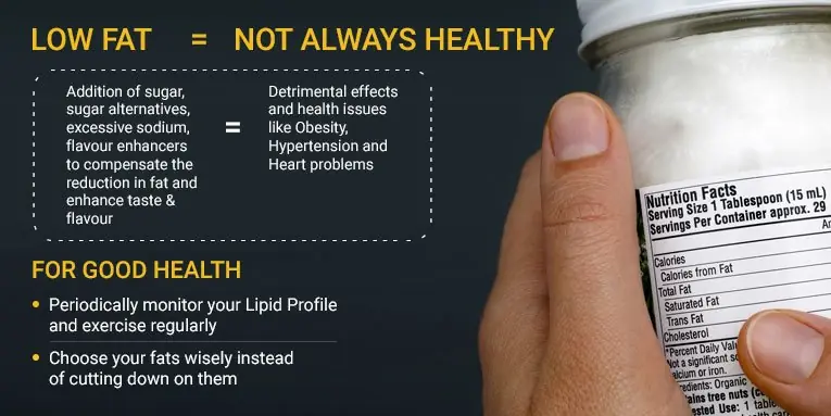 Low fat or low sugar     doesn’t always mean that it is good for you.