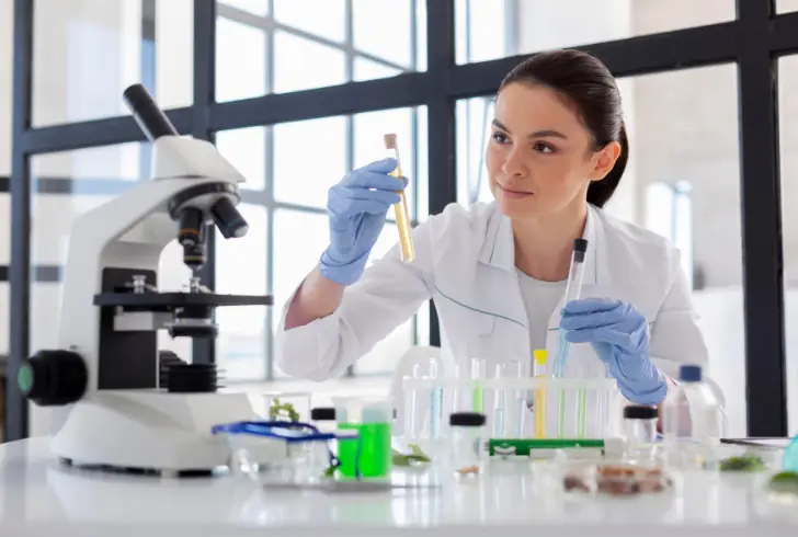 Scientist testing skincare in lab